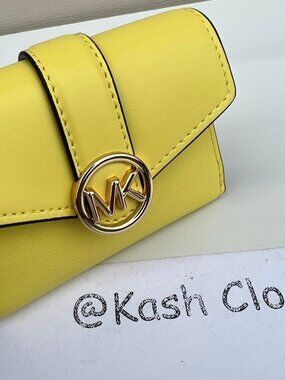 Michael Kors wallet carmen medium trifold leather wallet sunshine